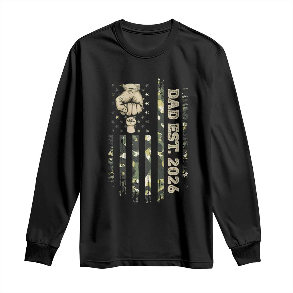 New Dad 2026 Long Sleeve Shirt Camo American Flag Military Dad Father's Day TS14 Black Print Your Wear