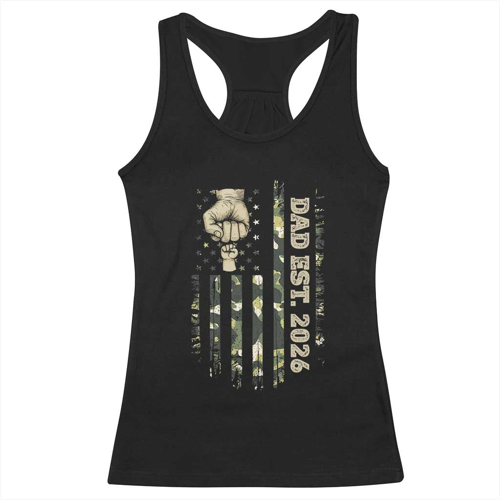 New Dad 2026 Racerback Tank Top Camo American Flag Military Dad Father's Day TS14 Black Print Your Wear