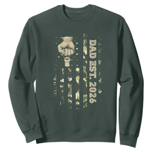 New Dad 2026 Sweatshirt Camo American Flag Military Dad Father's Day TS14 Dark Forest Green Print Your Wear