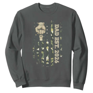 New Dad 2026 Sweatshirt Camo American Flag Military Dad Father's Day TS14 Dark Heather Print Your Wear