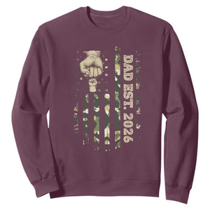 New Dad 2026 Sweatshirt Camo American Flag Military Dad Father's Day TS14 Maroon Print Your Wear