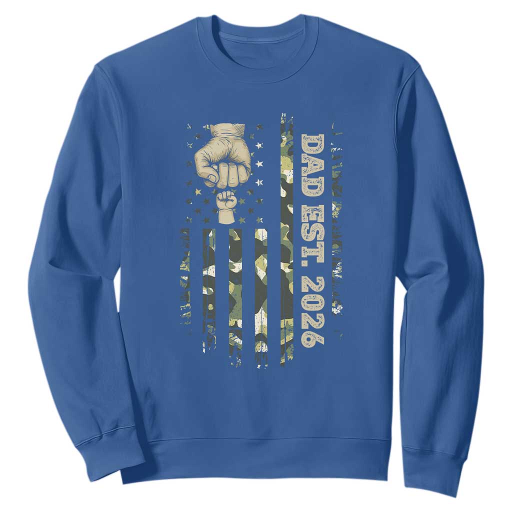 New Dad 2026 Sweatshirt Camo American Flag Military Dad Father's Day TS14 Royal Blue Print Your Wear