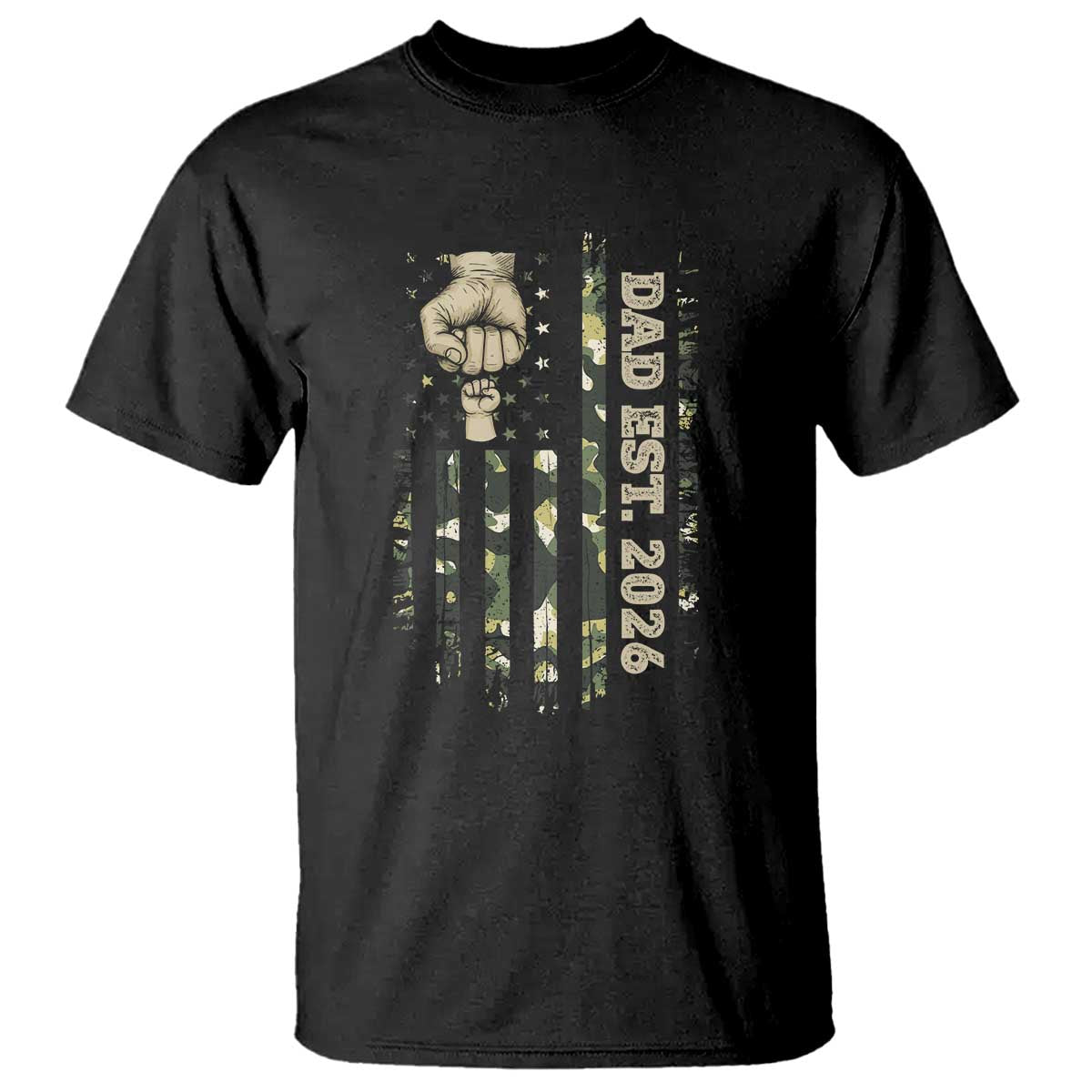 New Dad 2026 T Shirt Camo American Flag Military Dad Father's Day TS14 Black Print Your Wear