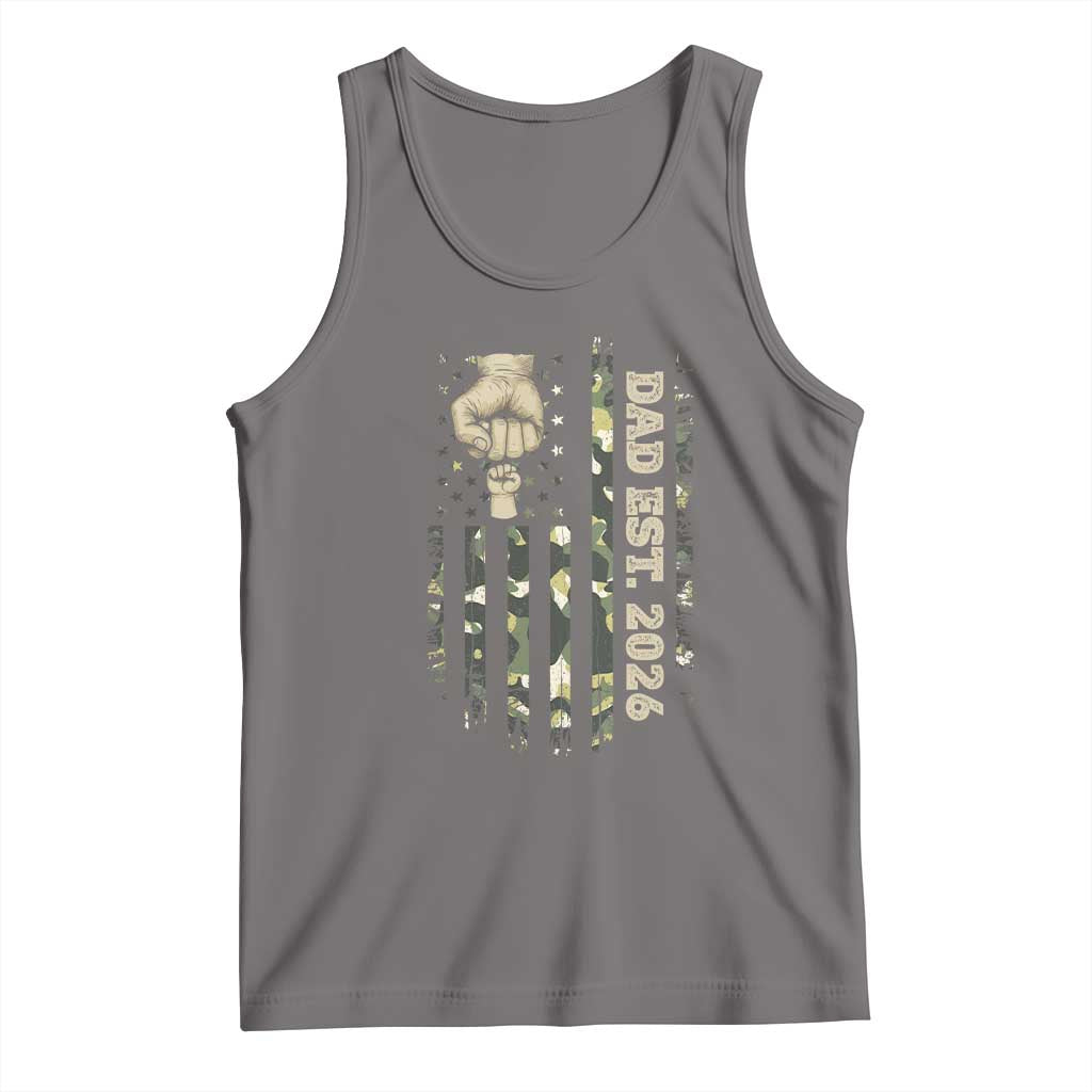 New Dad 2026 Tank Top Camo American Flag Military Dad Father's Day TS14 Deep Heather Print Your Wear