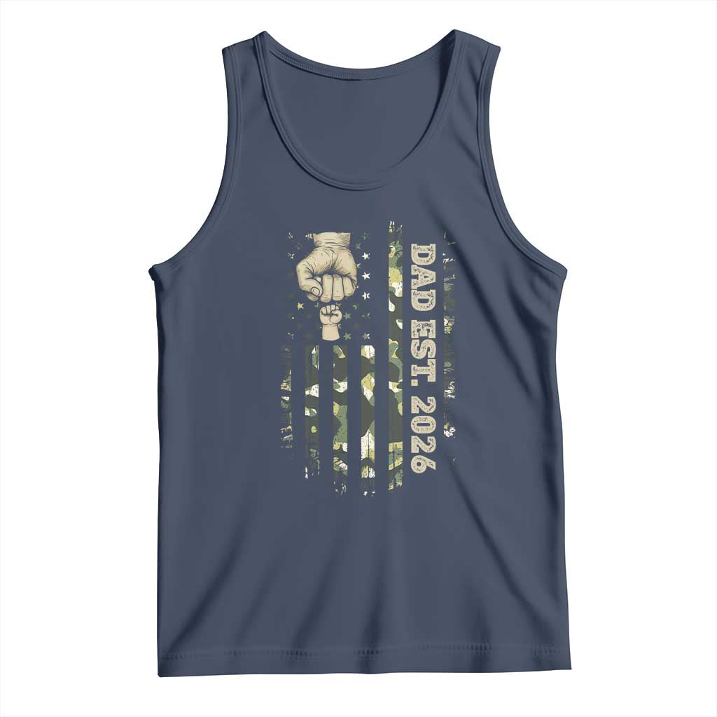New Dad 2026 Tank Top Camo American Flag Military Dad Father's Day TS14 Navy Print Your Wear