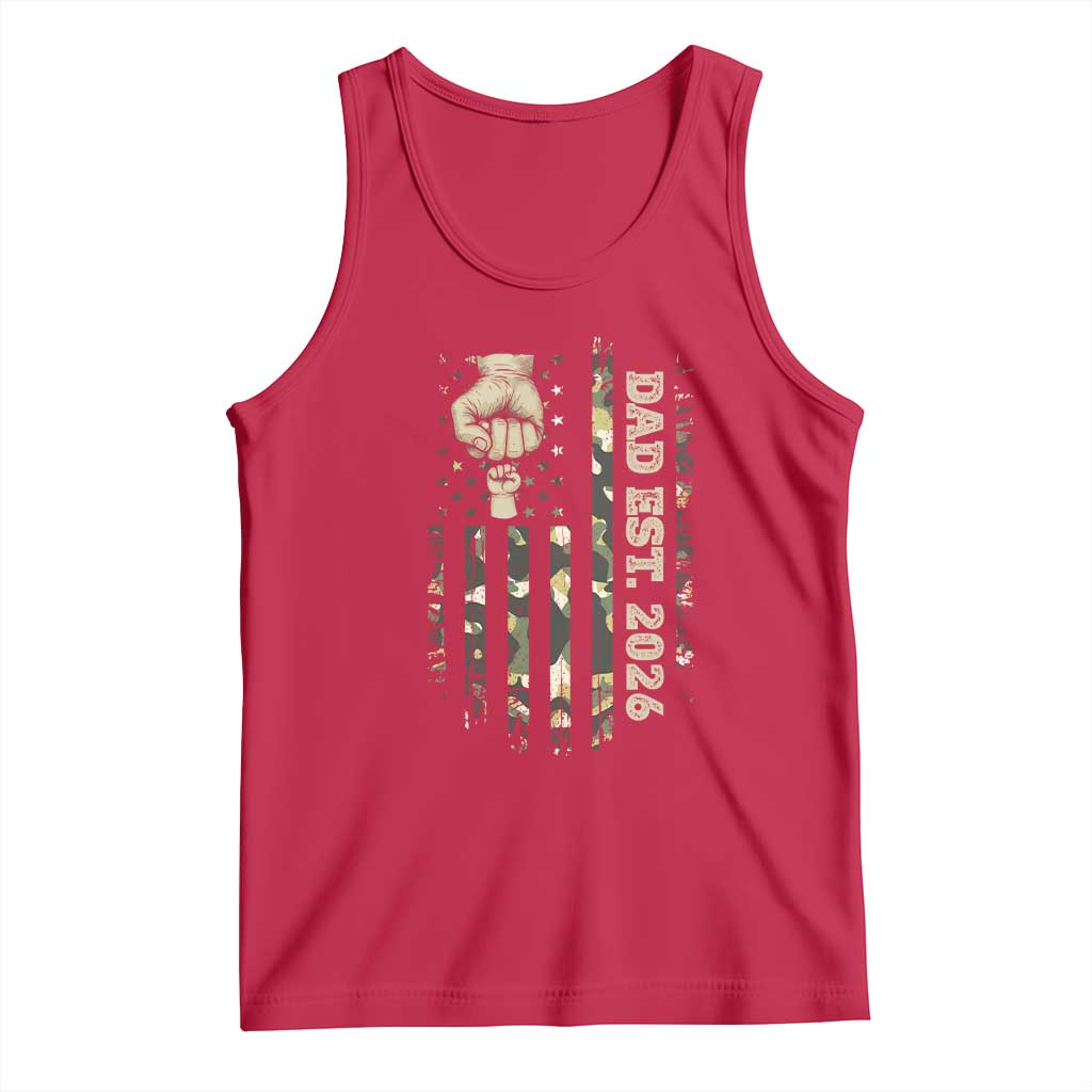 New Dad 2026 Tank Top Camo American Flag Military Dad Father's Day TS14 Red Print Your Wear