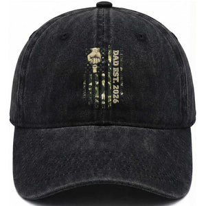 New Dad 2026 Washed Cotton Baseball Cap Camo American Flag Military Dad Father's Day TS14 Print Your Wear