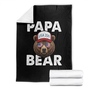 Papa Bear Father's Day Throw Blanket USA 250th Anniversary American Flag July 4th TS14 Black Print Your Wear