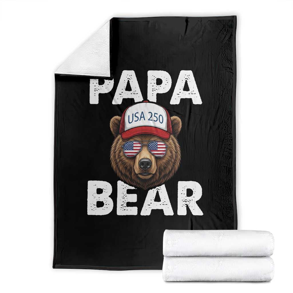 Papa Bear Father's Day Throw Blanket USA 250th Anniversary American Flag July 4th TS14 Black Print Your Wear