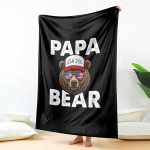 Papa Bear Father's Day Throw Blanket USA 250th Anniversary American Flag July 4th TS14 Print Your Wear