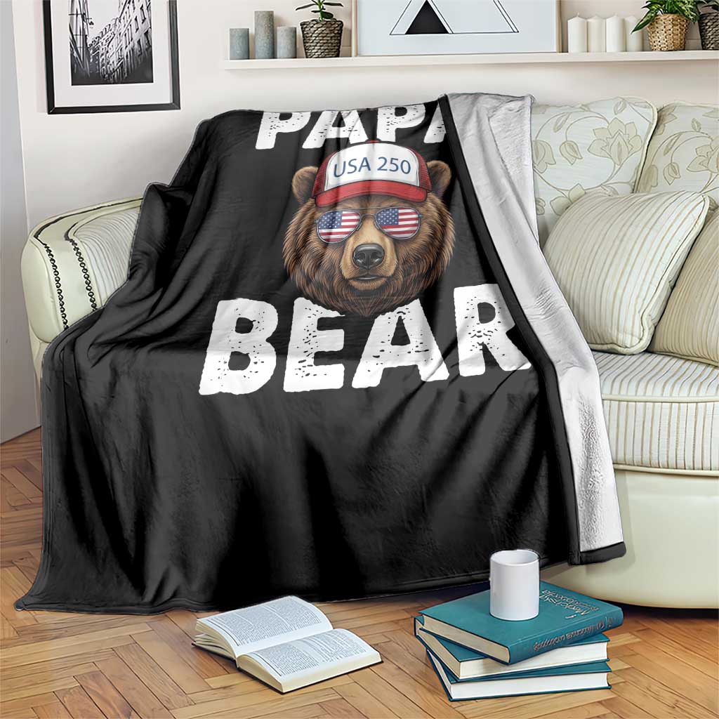 Papa Bear Father's Day Throw Blanket USA 250th Anniversary American Flag July 4th TS14 Print Your Wear
