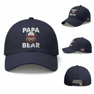 Papa Bear Father's Day Baseball Cap USA 250th Anniversary American Flag July 4th TS14 Baseball Cap Universal Fit Navy Print Your Wear