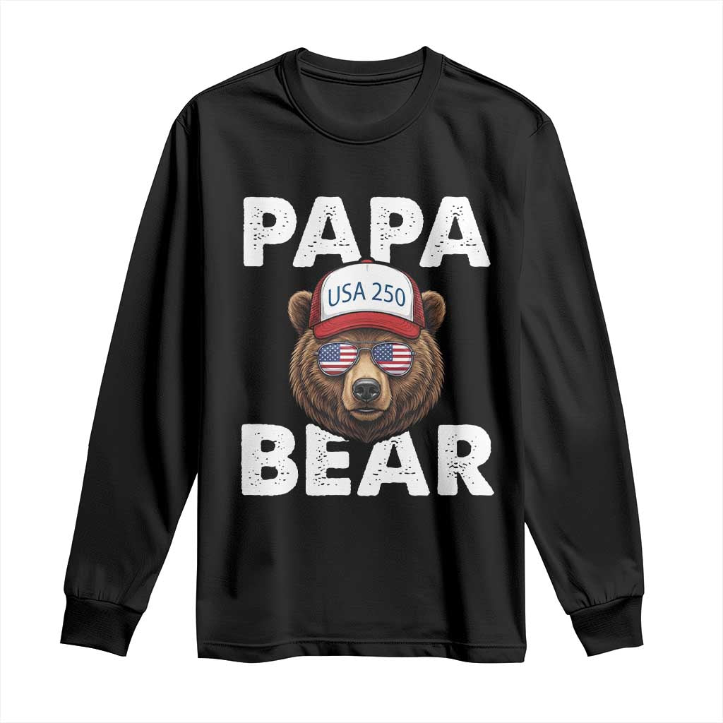 Papa Bear Father's Day Long Sleeve Shirt USA 250th Anniversary American Flag July 4th TS14 Black Print Your Wear