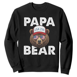 Papa Bear Father's Day Sweatshirt USA 250th Anniversary American Flag July 4th TS14 Black Print Your Wear