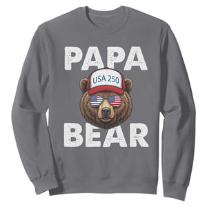 Papa Bear Father's Day Sweatshirt USA 250th Anniversary American Flag July 4th TS14 Charcoal Print Your Wear