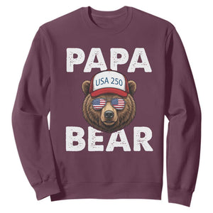 Papa Bear Father's Day Sweatshirt USA 250th Anniversary American Flag July 4th TS14 Maroon Print Your Wear