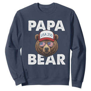Papa Bear Father's Day Sweatshirt USA 250th Anniversary American Flag July 4th TS14 Navy Print Your Wear