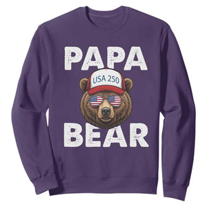 Papa Bear Father's Day Sweatshirt USA 250th Anniversary American Flag July 4th TS14 Purple Print Your Wear