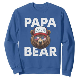 Papa Bear Father's Day Sweatshirt USA 250th Anniversary American Flag July 4th TS14 Royal Blue Print Your Wear