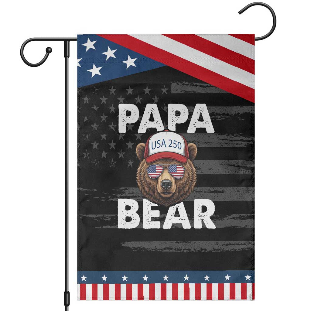 Papa Bear Father's Day Patriotic Garden Flag USA 250th Anniversary American Flag July 4th TS14 Distressed Black Blue Print Your Wear