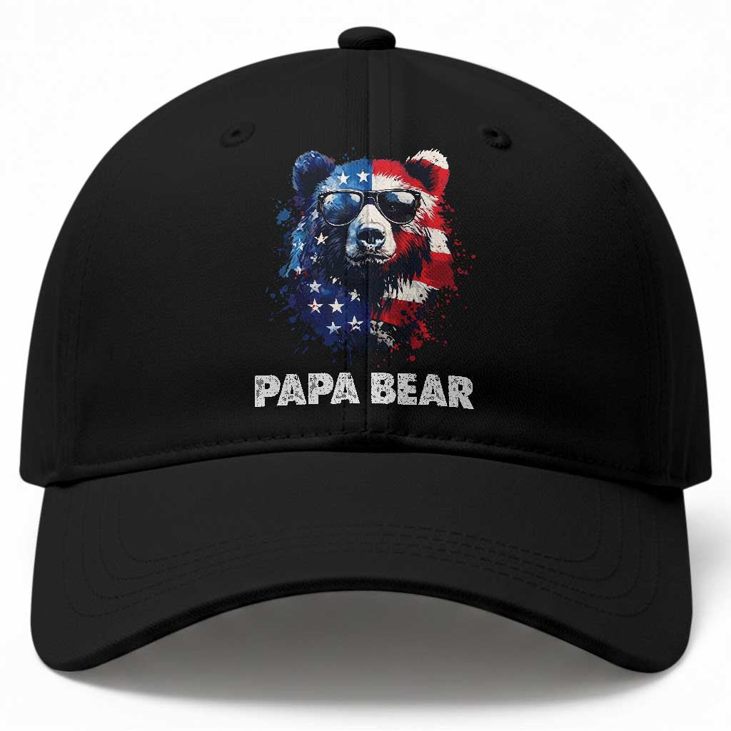 Papa Bear Father's Day Baseball Cap Patriotic American Flag 4th Of July TS14 Print Your Wear
