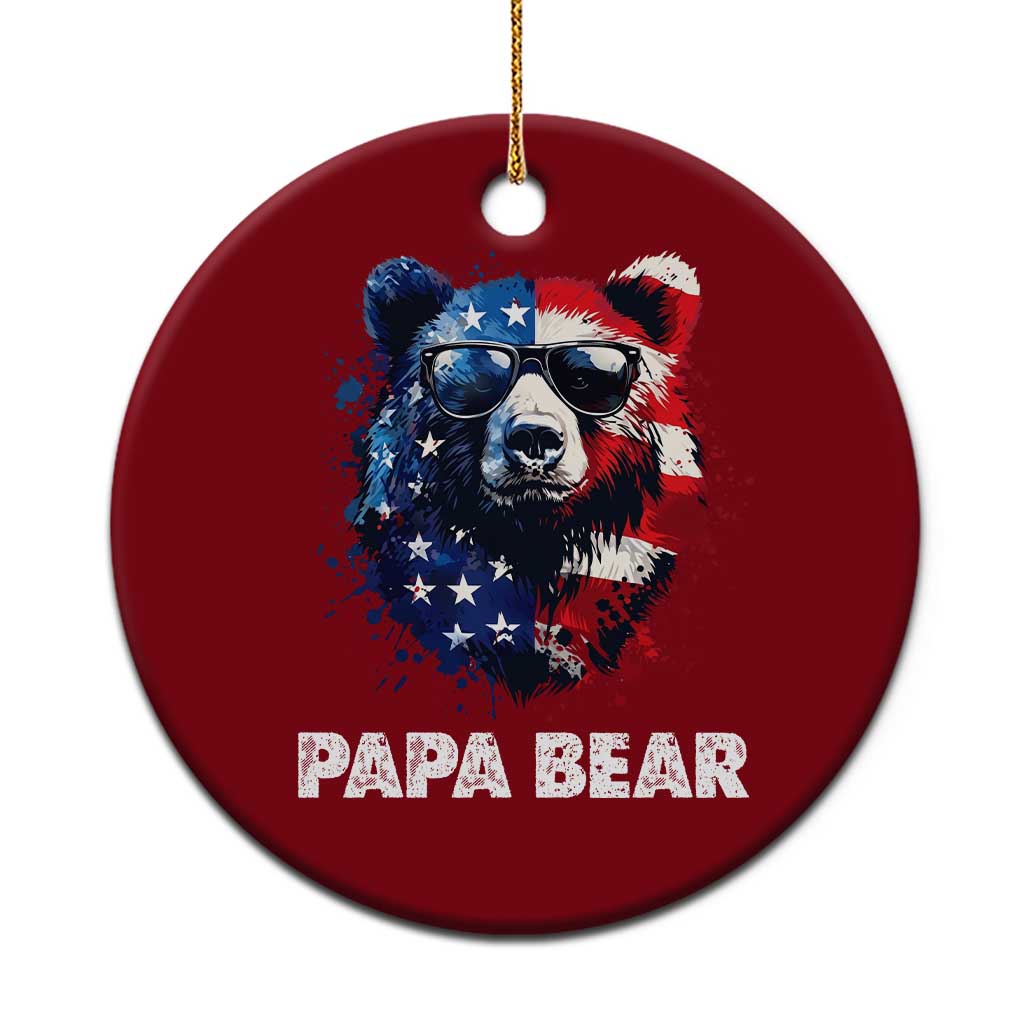 Papa Bear Father's Day Ceramic Ornament Patriotic American Flag 4th Of July TS14 1pc Red Print Your Wear
