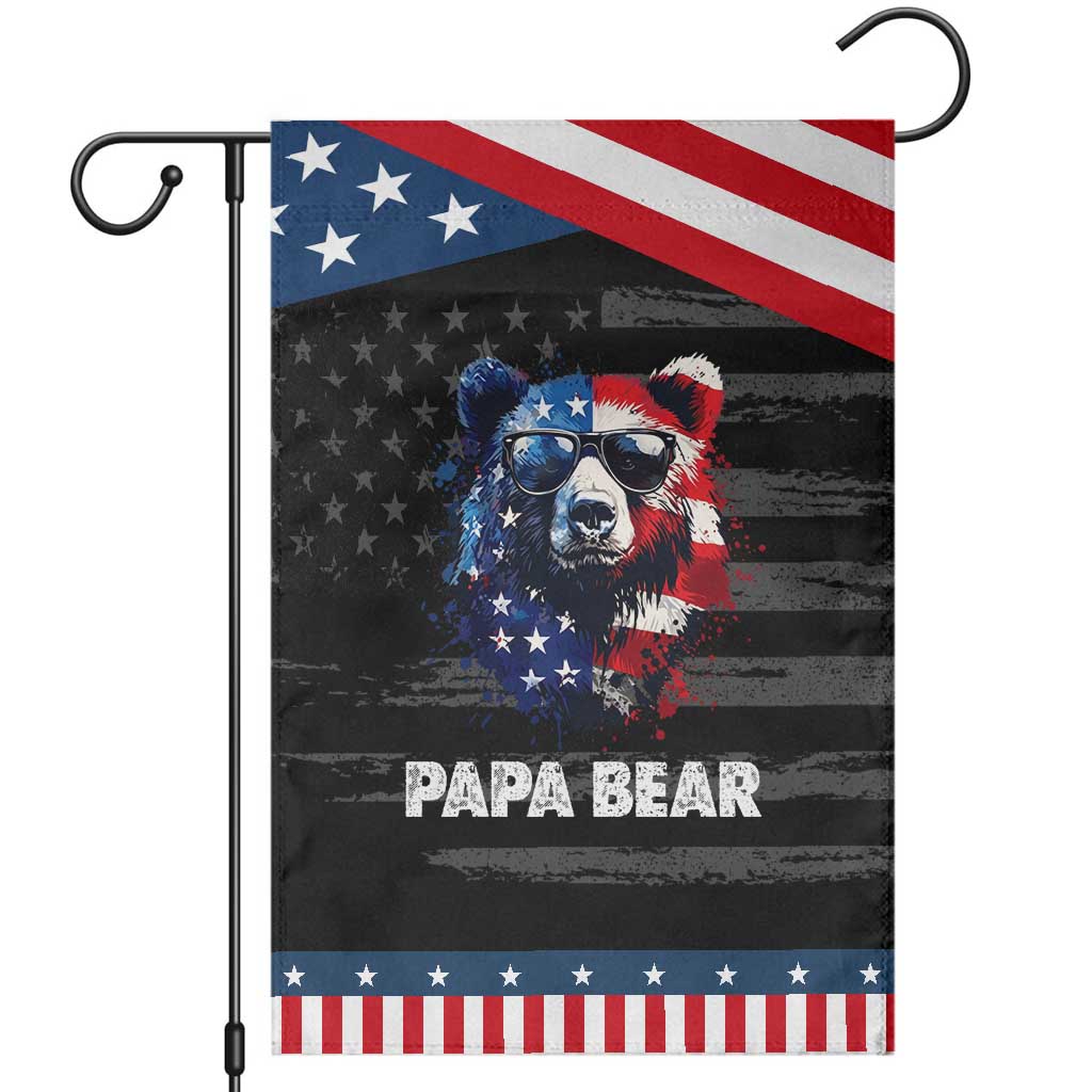 Papa Bear Father's Day Patriotic Garden Flag American Flag 4th Of July TS14 Distressed Black Blue Print Your Wear