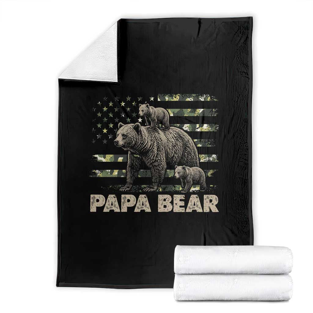 Papa Bear Father's Day Throw Blanket Camouflage California Republic Flag Bear TS14 Black Print Your Wear