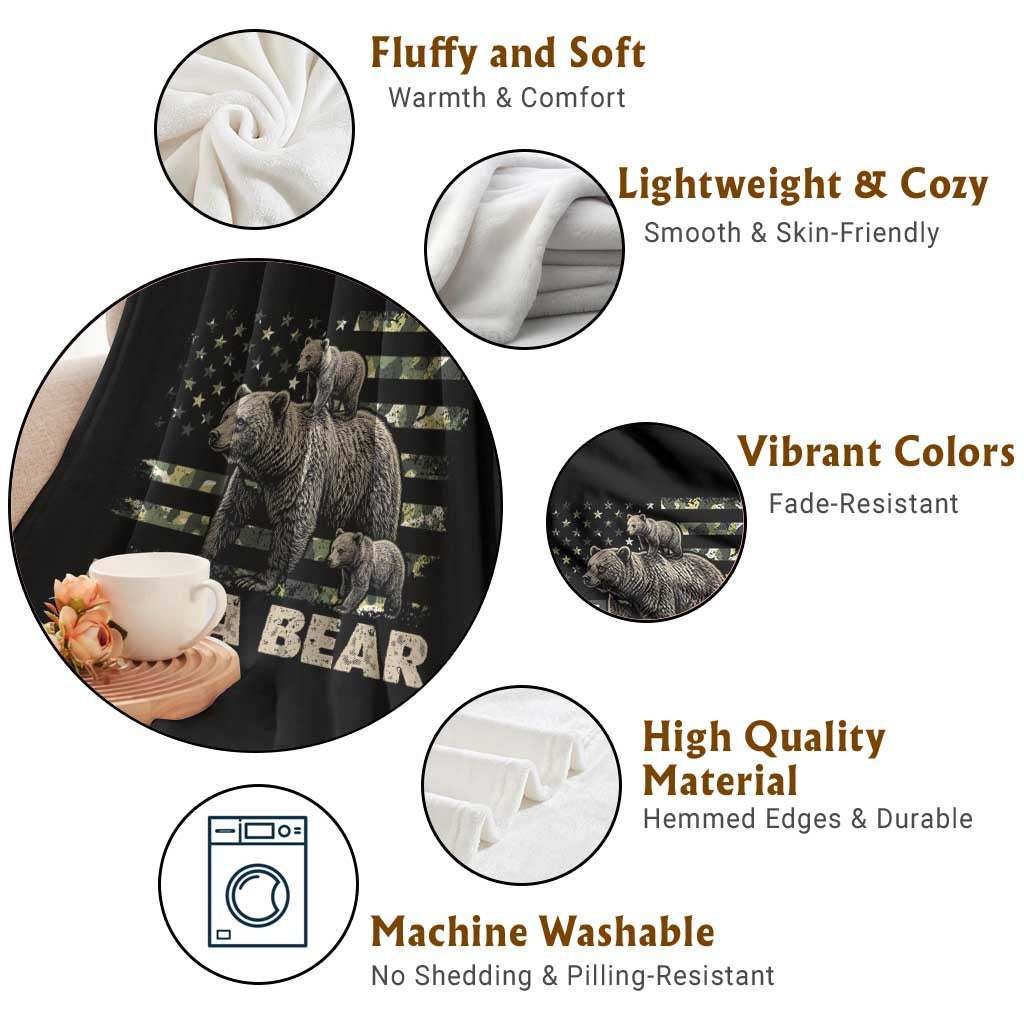 Papa Bear Father's Day Throw Blanket Camouflage California Republic Flag Bear TS14 Print Your Wear
