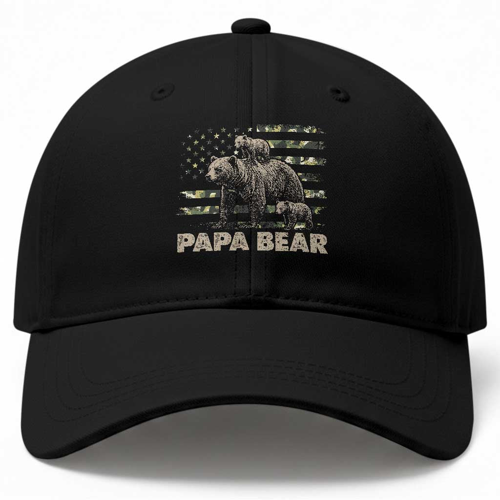 Papa Bear Father's Day Baseball Cap Camouflage California Republic Flag Bear TS14 Print Your Wear
