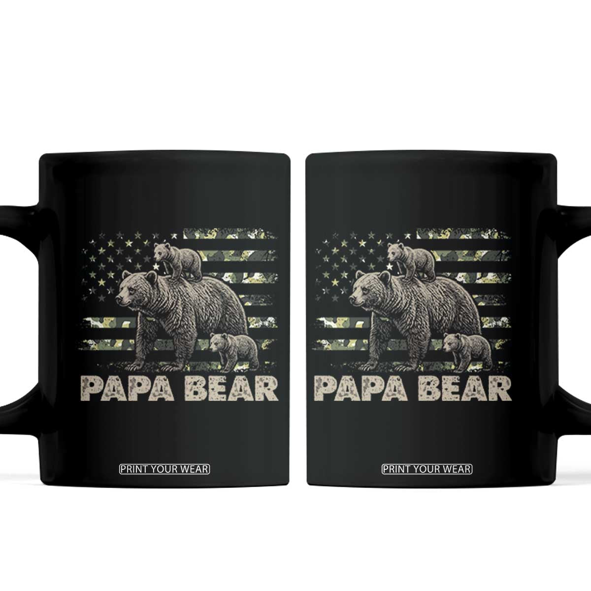 Papa Bear Father's Day Coffee Mug Camouflage California Republic Flag Bear TS14 Black Print Your Wear
