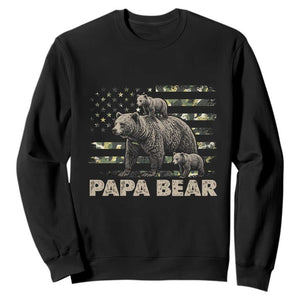 Papa Bear Father's Day Sweatshirt Camouflage California Republic Flag Bear TS14 Black Print Your Wear