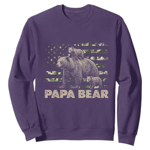 Papa Bear Father's Day Sweatshirt Camouflage California Republic Flag Bear TS14 Purple Print Your Wear