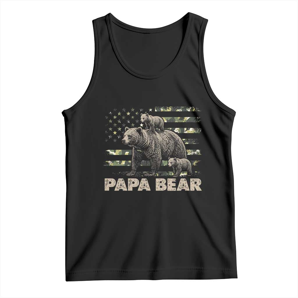 Papa Bear Father's Day Tank Top Camouflage California Republic Flag Bear TS14 Black Print Your Wear