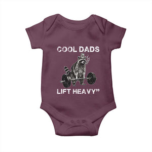 Cool Dads Lift Heavy Baby Onesie Gym Dad Raccoon TS14 Maroon Print Your Wear