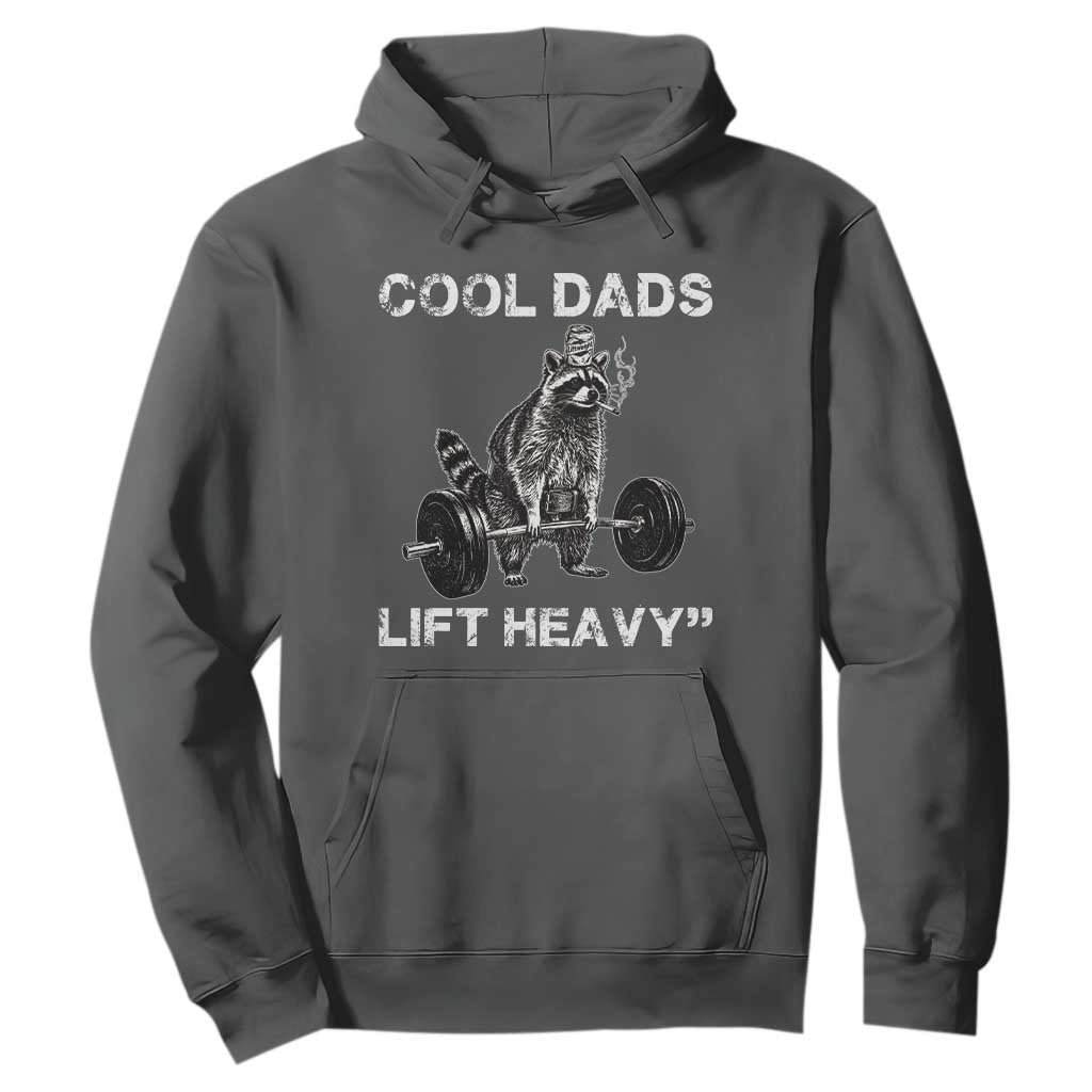 Cool Dads Lift Heavy Hoodie Gym Dad Raccoon TS14 Dark Heather Print Your Wear