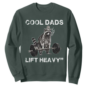 Cool Dads Lift Heavy Sweatshirt Gym Dad Raccoon TS14 Dark Forest Green Print Your Wear