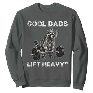 Cool Dads Lift Heavy Sweatshirt Gym Dad Raccoon TS14 Dark Heather Print Your Wear