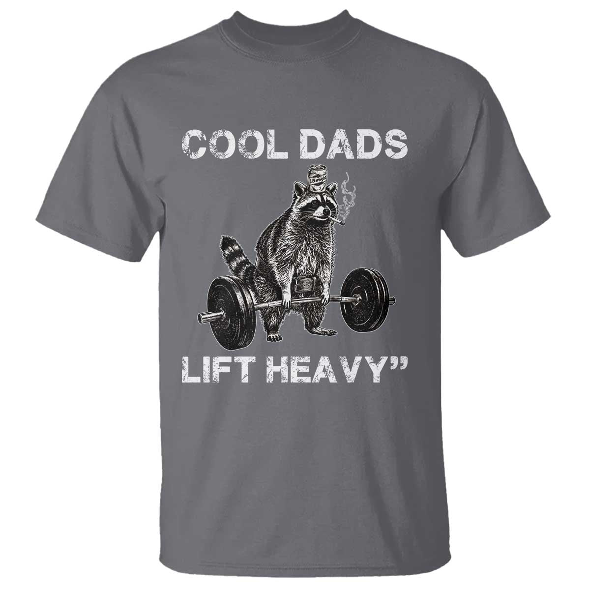 Cool Dads Lift Heavy T Shirt Gym Dad Raccoon TS14 Charcoal Print Your Wear