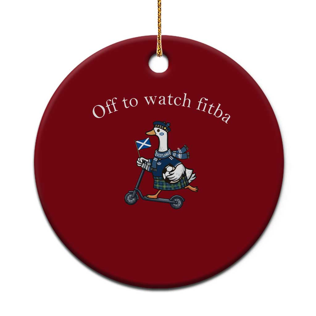 Off To Watch Fitba Ceramic Ornament Funny Scottish Goose Riding Scooter Football Fan TS14 1pc Red Print Your Wear