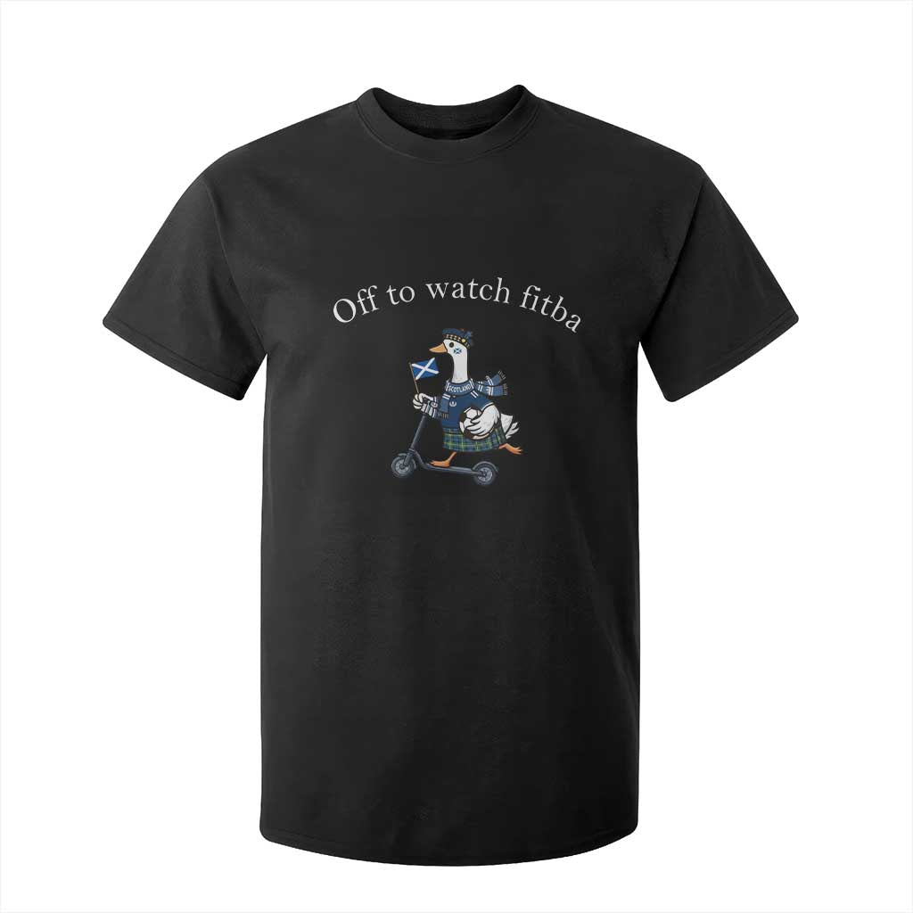 Off To Watch Fitba T Shirt For Kid Funny Scottish Goose Riding Scooter Football Fan TS14 Black Print Your Wear
