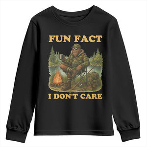 Funny Bigfoot Sarcastic Youth Sweatshirt Fun Fact I Don Not Care Sasquatch Camping TS14 Black Print Your Wear