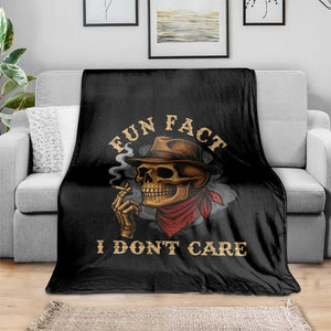 Funny Skull Sarcastic Throw Blanket Fun Fact I Don Not Care TS14 Print Your Wear
