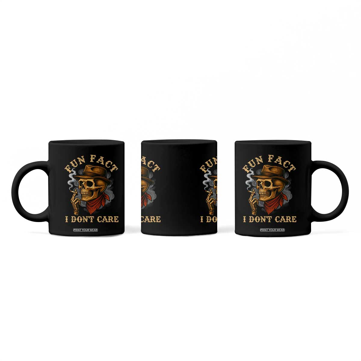 Funny Skull Sarcastic Coffee Mug Fun Fact I Don Not Care TS14 Print Your Wear