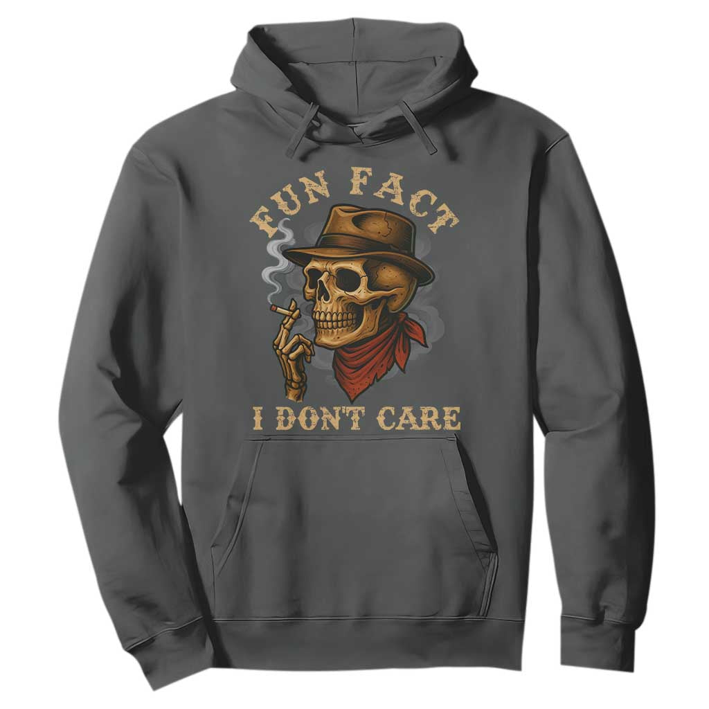 Funny Skull Sarcastic Hoodie Fun Fact I Don Not Care TS14 Dark Heather Print Your Wear