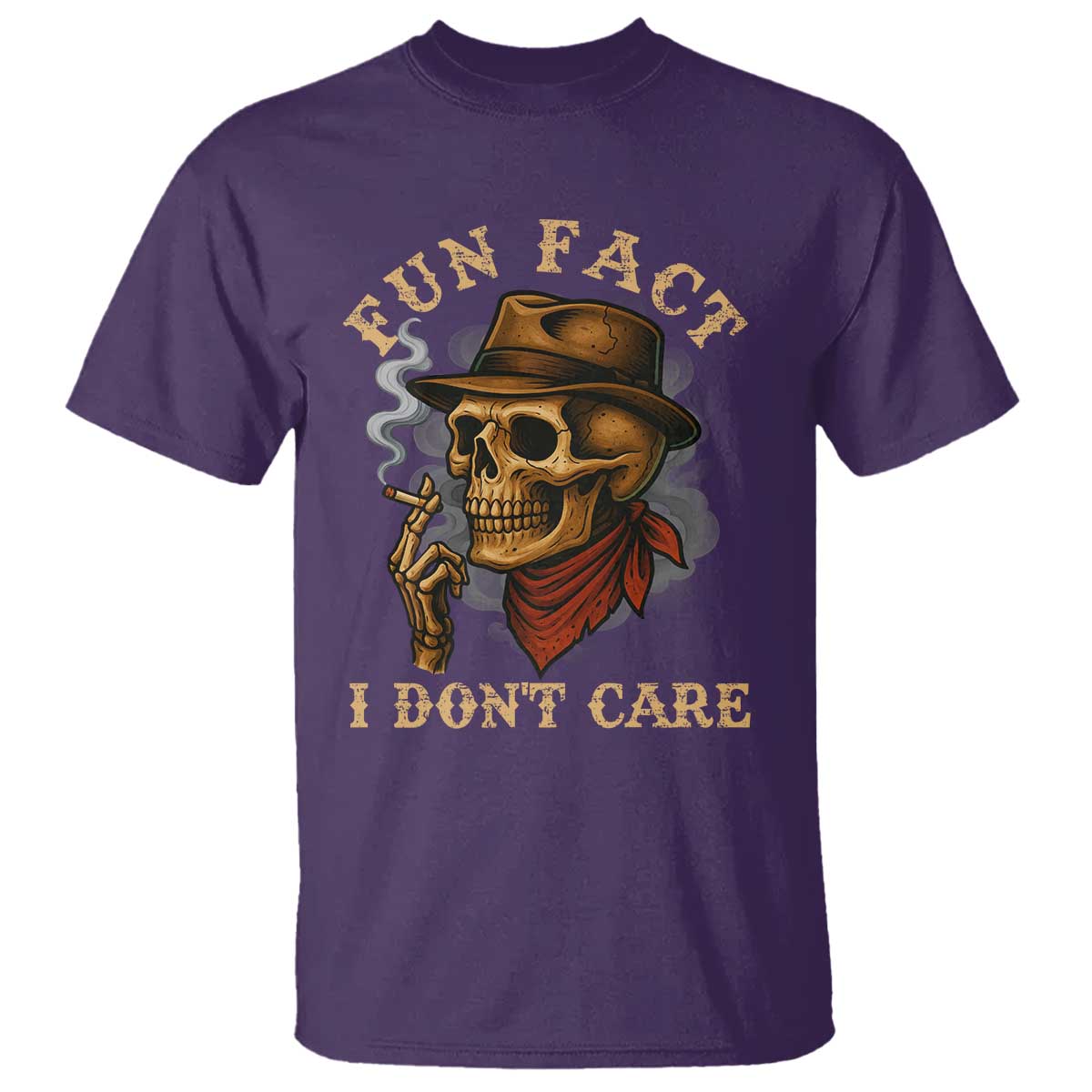 Funny Skull Sarcastic T Shirt Fun Fact I Don Not Care TS14 Purple Print Your Wear