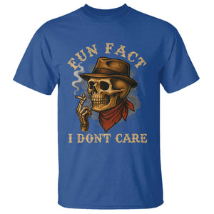 Funny Skull Sarcastic T Shirt Fun Fact I Don Not Care TS14 Royal Blue Print Your Wear