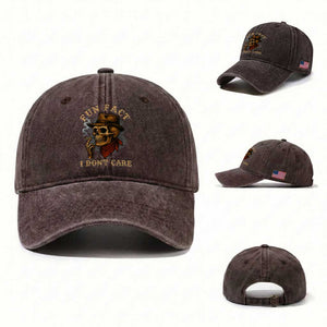 Funny Skull Sarcastic Washed Cotton Baseball Cap Fun Fact I Don Not Care TS14 Washed Cap Universal Fit Dark Brown Print Your Wear