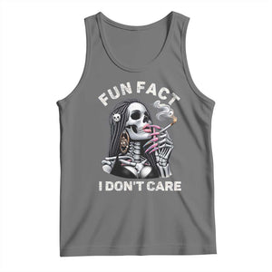 Funny Skeleton Smoking Tank Top Fun Fact I Don Not Care Sarcastic Women Skull TS14 Black Heather Print Your Wear