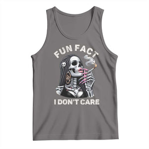 Funny Skeleton Smoking Tank Top Fun Fact I Don Not Care Sarcastic Women Skull TS14 Deep Heather Print Your Wear